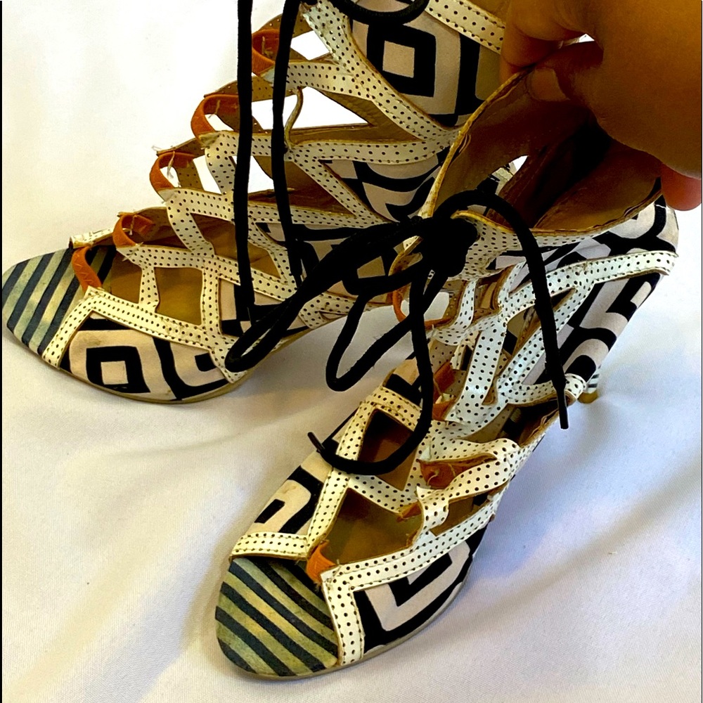 Open Toe Lace Up Heels